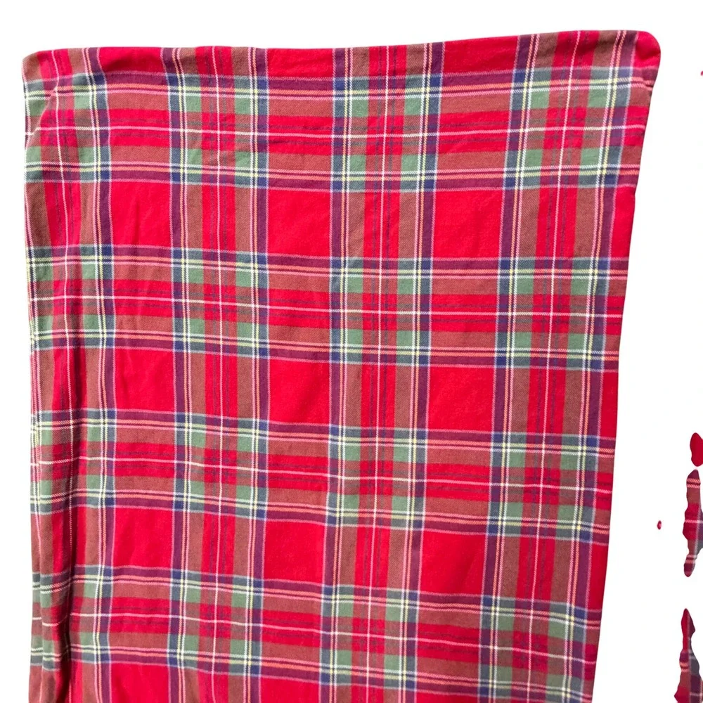 Pottery Barn‎ Kids Plaid Pillowcases Set of 2 Red Green Flannel Made in Portugal